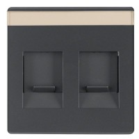 Накладка для суппортов под 2 модуля RJ12/RJ45 антрацит Berker Q.х