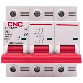 Автоматичний вимикач CNC YCB9-125 3Р 63А 10kA D