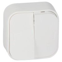 Выключатель 2 клавишный Legrand Forix белый