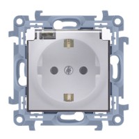 Розетка із з/к із кришкою Simon 10 біла