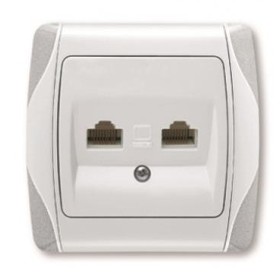 Розетка комп'ютерна подвійна (2хRJ45 Cat5e) біла Carmen