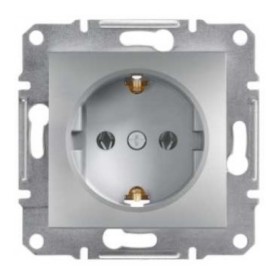 Розетка одинарная без рамки алюминий Asfora, EPH2900161