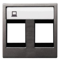 Подвійна накладка комунікаційної розетки ABB Zenit N2218.2 AN 2М (антрацит)