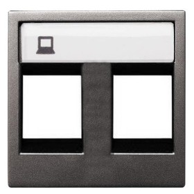 Двойная накладка коммуникационной розетки ABB Zenit N2218.2 AN 2М (антрацит)