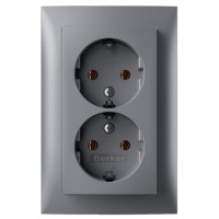 Двойная розетка Berker S.1 47741404 с заземлением (алюминий)