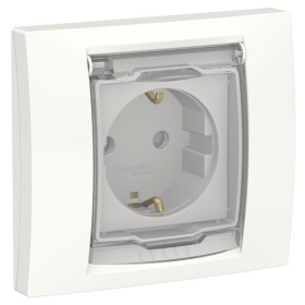 Розетка Schneider Electric NU003718 с прозрачной крышкой IP44 (белая)