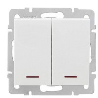 Двойной выключатель Lezard Rain (703-0288-112) с подсветкой (белый)