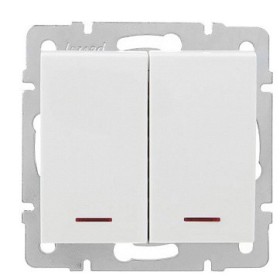 Двойной выключатель Lezard Rain (703-0288-112) с подсветкой (белый)
