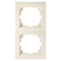 Рамка 2-местная вертикальная кремовая, Deriy, Lezard