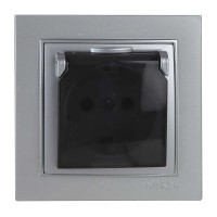 Розетка Nilson Thor срібло 1-на з заземленням з кришкою ( 27131018 )