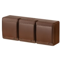 Трехместная розетка Elektro-Plast Hermes 0326-06 с крышкой (коричневая)