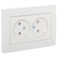 Подвійна розетка Lezard Rain (703-0303-128B) ПБТ (кремова)