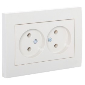 Двойная розетка Lezard Rain (703-0303-128B) ПБТ (кремовая)