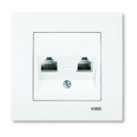 Розетка компьютер-телефон (RJ45 Cat5e - RJ11 Cat3) белая VIKO Karre