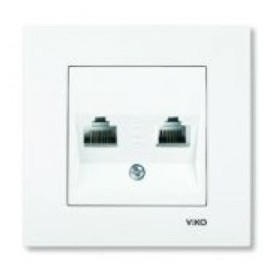 Розетка комп'ютер телефон (RJ45 Cat5e - RJ11 Cat3) біла VIKO Karre