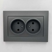 Розетка EL-BI VEGA антрацит матовый 2-я без заземления ( 510-016730-908 )