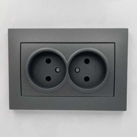 Розетка EL-BI VEGA антрацит матовый 2-я без заземления ( 510-016730-908 )