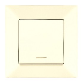 Вимикач 1-клавішний Meridian, з підсвічуванням, кремовий