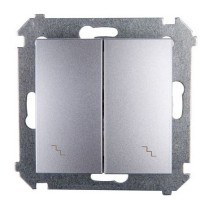 Подвійний прохідний вимикач Kontakt Simon Simon 54 Premium DW6/2.01/43 (срібло)