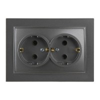 Розетка Nilson Thor антрацит 2-на з заземленням ( 27161025 )