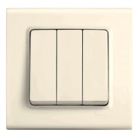 Вимикач 3 клавішний кремовий VIKO Linnera