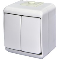 Вимикач 2-клавішний Eti Hermetics VHE-2L IP54 з підсвічуванням білий (4668008)