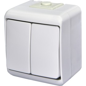 Вимикач 2-клавішний Eti Hermetics VHE-2L IP54 з підсвічуванням білий (4668008)