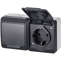Розетка Elektro Plast 0325-7 Hermes 2 IP44 антрацит