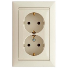 Розетка двойная (монтаж в 1 коробку) Valena слоновая кость