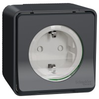 Накладна розетка Schneider Electric MUR36034 із з/к та шторками IP55 (чорний)