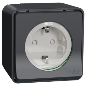 Накладна розетка Schneider Electric MUR36034 із з/к та шторками IP55 (чорний)