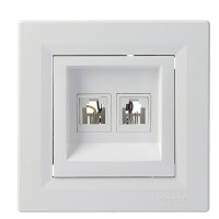 Розетка телефонная RJ11 4 контакта двойная белая Asfora, EPH4200121