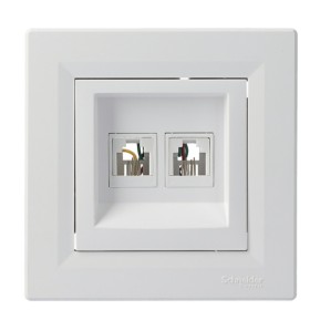 Розетка телефонная RJ11 4 контакта двойная белая Asfora, EPH4200121