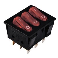 Перемикач TNSy KCD2-3101N R+R+R/B з підсвічуванням червоний (TNSy5500821)