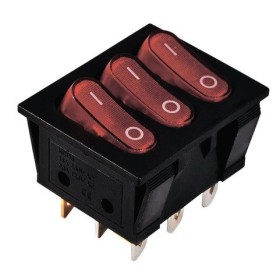 Переключатель TNSy KCD2-3101N R+R+R/B с подсветкой красный (TNSy5500821)