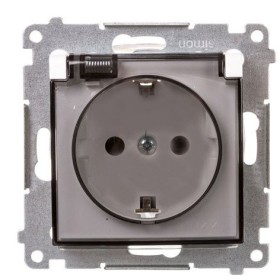 Електрична розетка Kontakt Simon Simon 54 Premium DGSZ1BZ.01/11A IP44 із заземленням шторками та прозорою кришкою (білий)