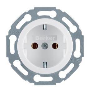 Розетка с з/к полярная белизна Berker 1930/Glas