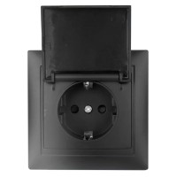 Розетка Elcor Emily 9215 (211651) с з/к с защитными шторками и крышкой (черная)