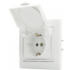 Розетка Аско-Укрем Fl з заземленням та кришкою (РВбсб16-З-Fl-W)