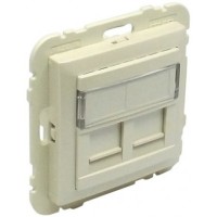 Центральная панель с суппортом двойной компьютерной розетки LOGUS 90 жемчуг