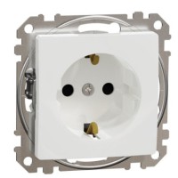 Розетка Schneider Electric Sedna Design & Elements з заземленням та шторками біла SDD111022