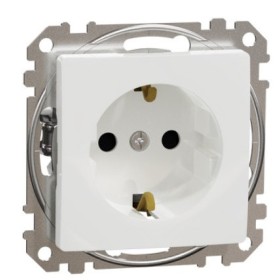 Розетка Schneider Electric Sedna Design & Elements с заземлением и шторками белая SDD111022