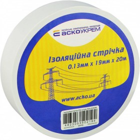 Ізоляційна стрічка Аско-Укрем 0,13x19мм/20м біла (A0150020038)