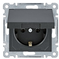 Розетка Hager WL1153 Lumina 16А/230В із з/к з кришкою (чорна)