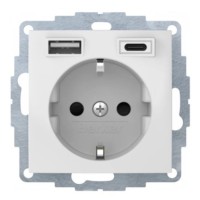 Розетка с з/к 16А/250В + 2хUSB A-С /3A Berker S.1 (полярная белизна)