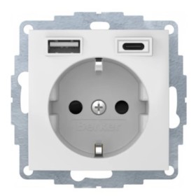 Розетка с з/к 16А/250В + 2хUSB A-С /3A Berker S.1 (полярная белизна)