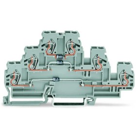 Трирівнева клема Wago 870-596/281-673 з діодом 1N4007 для DIN-рейки (анод справа) 2,5мм² (сіра)