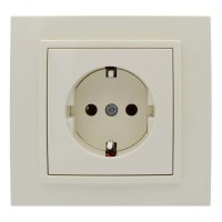 Розетка ELBI ZENA кремовая 1-я с заземлением с рамкой ( 500-010300-217 )
