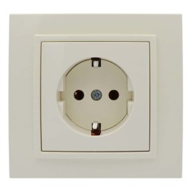 Розетка ELBI ZENA кремовая 1-я с заземлением с рамкой ( 500-010300-217 )