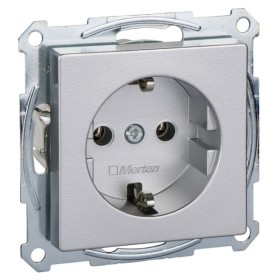 Механизм розетки SCHUKO с центр.платой алюминий 16А Merten, MTN2301-0460